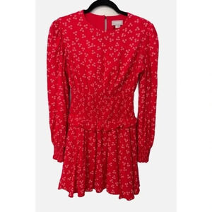 Finders Keepers Frida Dress Women’s Size XS Red Ditsy Doo Smocked Floral Mini